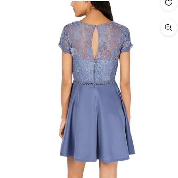 City Studios Juniors' Lace & Scuba Fit & Flare Party Dress Periwinkle - Picture 3 of 16